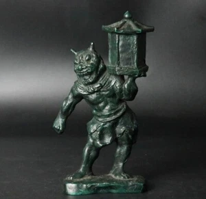 Estatua budista de bronce período Shōwa 1024a vintage 天燈鬼立像/Tentok - Imagen 1 de 13