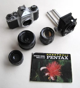 Honeywell Pentax H3v 35MM pellicola fotocamera set manuale 2 obiettivi extender convertitore - Foto 1 di 18