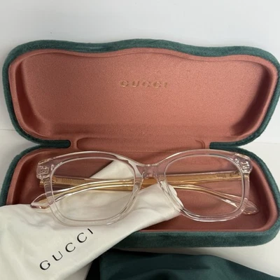 Gafas Gucci y estuche verde azulado dorado, rosa, marcos transparentes para mujer, estilo GG05660N Foto 1 de 4