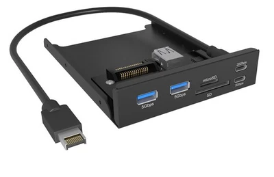 ICY BOX IB-HUB1419-I3 Frontplatte 3,5" Einschub USB HUB Kartenleser 61169 B-Ware - Bild 1 von 4
