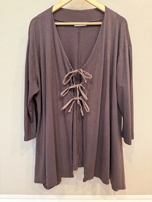 Cárdigan Suéter Bryn Walker Corbata Frontal Algodón Orgánico Mediano Lagenlook Foto 1 de 4