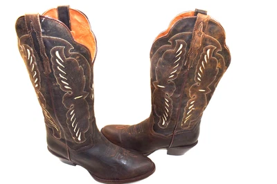 Dan Post TILLIE Brown Leather Round Toe Pull On Western Boots Women’s Size 7.5 M - Image 1 of 4