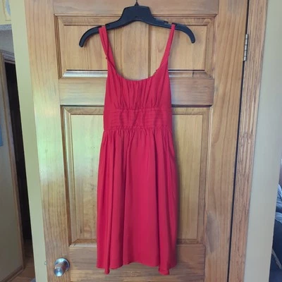 Vestido Moulinette Soeurs Anthropologie 100% Seda Rojo Talla 0 Cintura Cummerbund Foto 1 de 3