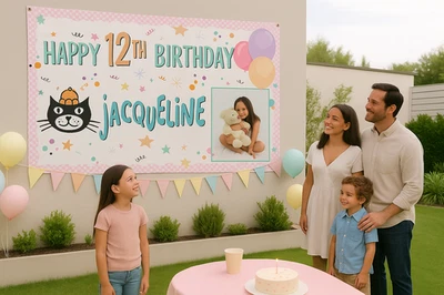 PRINT A PARTY Jellycat Birthday Banner Backdrop Poster