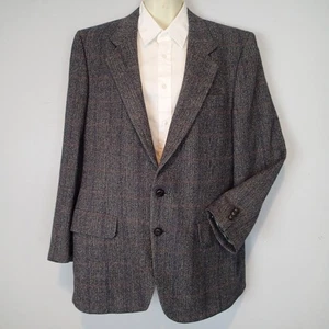 Men's vtg Valentino blazer herringbone jacket tweed leather buttons 40 ? - Picture 1 of 16