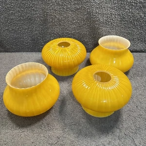 4 Vibrant Mustard  / Yellow Glass Medium Lamp Shade 10.5cm H - Picture 1 of 23