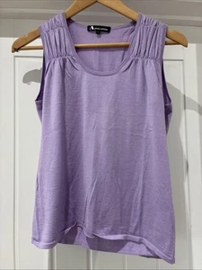 Aquascutumn Vest Top Sleeveless Tank Jumper Size L 12-14 Uk Lilac Silk Wool - Picture 1 of 7