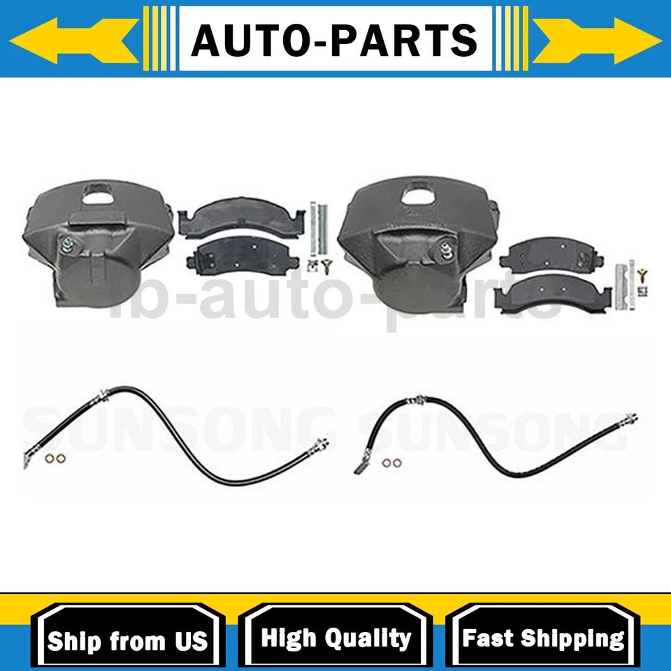 Pinça de freio dianteira com mangueiras para motorista passageiro lateral compatível com Chevrolet C3500HD 6,5L - Imagem 1 de 4