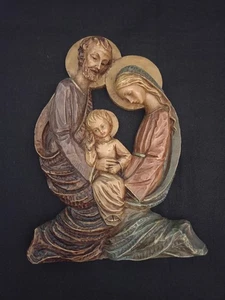 Vintage Krippe Wanddekor Harz Josef Maria & Jesuskind 10,25"x7,75" - Bild 1 von 10