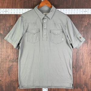 Rowel Western Performance Short Sleeve Pearl Snap Shirt Green Gray Men’s Large - Picture 1 of 8