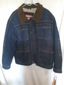 Wrangler Men’s Sherpa Lined Denim Jacket Corduroy Collar Chore Coat XL - Picture 1 of 9