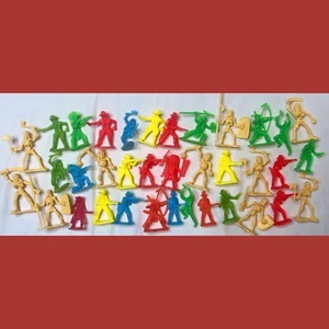 Vintage Cowboy, Indian, & Warrior Skeleton Plastic Mold Action Figure Toys - Picture 1 of 5