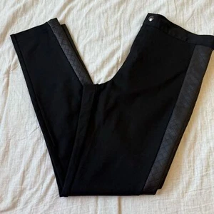 Banana Republic Black Ponte Leggings w/Faux Leather Side Stripe Size 10 - Picture 1 of 15