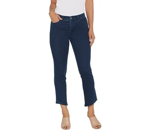 Jeans Lisa Rinna Collection dobladillo en ángulo - lavado oscuro (26W) a341722 - Imagen 1 de 3