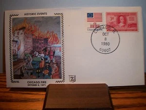 USA "Z" Seideneinband Historische Ereignisse "Chicago Fire" mit Scott #971 - Bild 1 von 4