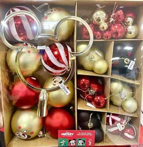 Disney Navidad Mickey Mouse Adornos Rojo/Dorado Decoración NUEVA Caja de Regalo - Imagen 1 de 1