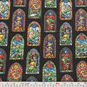 Zelda Stained Glass 2015 Nintendo Springs Creative Cotton by the HALF YARD - Picture 1 of 2