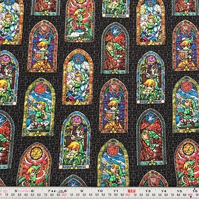 Zelda Stained Glass 2015 Nintendo Springs Creative Cotton by the HALF YARD - Image 1 of 2