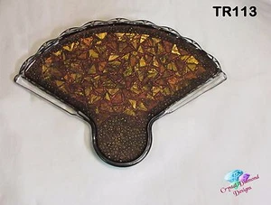 Mosaic Fan Trivet for Bedroom or Kitchen Handmade with Beads & Glass Tiles TR113 - Picture 1 of 2