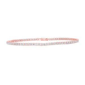 14kt Rose Gold Womens Round Diamond Single Row Tennis Bracelet 3 Cttw - Picture 1 of 1