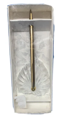 Hortense B. Hewitt Co. Gold Pen With Heart Shape Crystal Base - Image 1 of 4