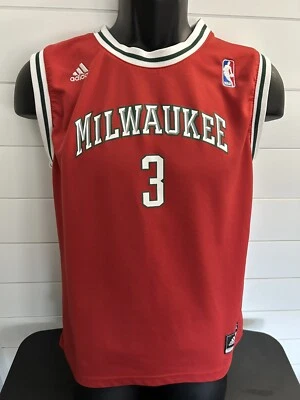 Camiseta Adidas NBA Milwaukee Bucks BRANDON JENNINGS Grande 14-16 Roja #3 Foto 1 de 4