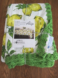 NEU April Cornell gehäkelte Borte ZITRONE TISCHDECKE 60"" x 102"" Baumwolle GRÜN & GELB - Bild 1 von 6
