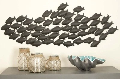 Arte de pared de peces escultura de metal tema de playa decoración colgante hogar vida marina decoración Foto 1 de 4