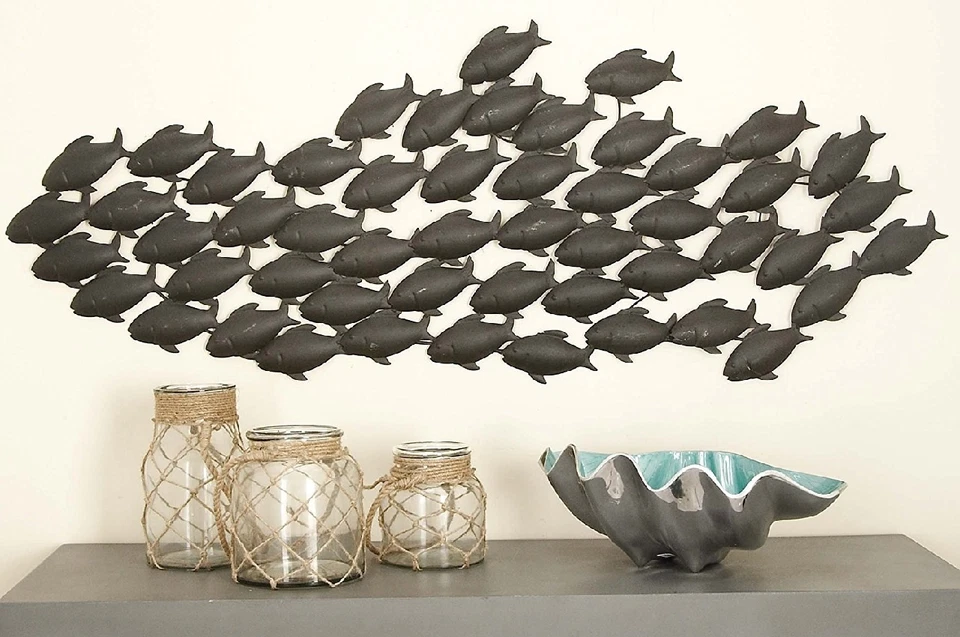 Deco 79 Metal Fish Wall Decor 53 by 20-inch