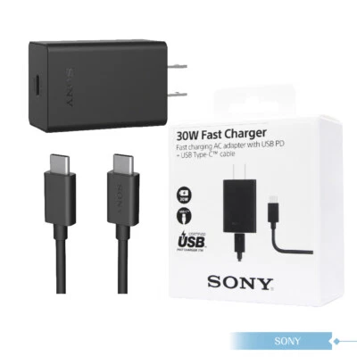 Original Sony Official 30W Fast Charge Adapter with Dual Type-C Cable (XQZ-UC1) - Image 1 of 4
