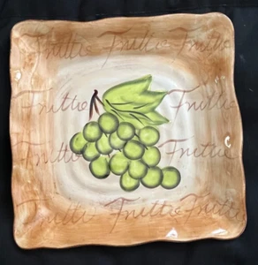 Vtg TABLETOPS UNLIMITED 11” Square SERVING TRAY  Hand Painted Grapes - Picture 1 of 4