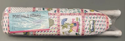 NIP Vintage Small Mini Ironing Board Padded Pink Blue Floral Garden Print - Image 1 of 4