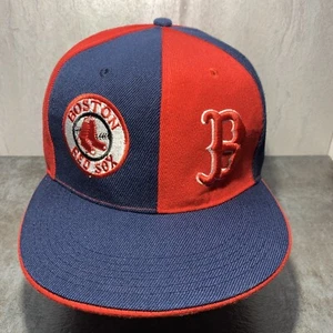 Boston Red Sox Hat Dual Logo Fitted SZ 7 3/4 Red Dark Blue Pinwheel H31 - Picture 1 of 9
