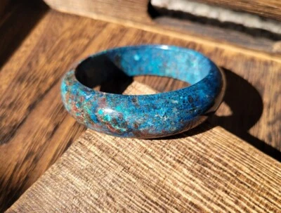 Браслет браслет из натурального хризоколлы с драгоценными камнями кварц 56 мм малахит  - Изображение 1 из 4