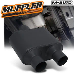 Black 2.5"Inlet/Dual 2.25"Outlet Race Performance Single Chamber Exhaust Muffler - Picture 1 of 10