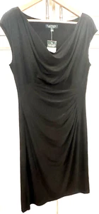 LAUREN RALPH LAUREN Essentials black ruched dress - Size 12 - Picture 1 of 6