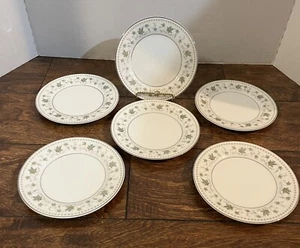 (6) Springtime 3417 Bread Plates by Rose China Green, Tan, & Blue Leaves Japan - Picture 1 of 4