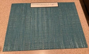 Set Of 4 Benson Mills Textured Brights Woven Vinyl Placemats Aqua 13x18” NWTs - Picture 1 of 2