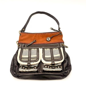 The Sak Fair Isle Handtasche schokobraun Leder Wildleder Kunstfellbesatz - Bild 1 von 24