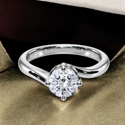 Diamond Engagement Ring IGI Certified Lab Created Round Cut 18K White Gold 1 Ct - Image 1 of 4