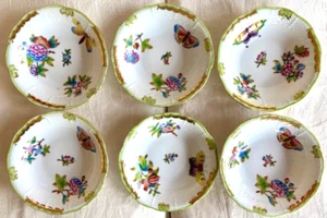 Herend Queen Victoria set of 6 Hand Painted Fruit Oatmeal Bowl 5 5/8" - Picture 1 of 3