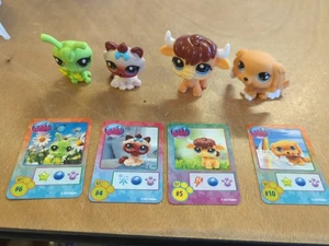 Littlest Pet Shop LPS Series 1 Lot Of 4 Caterpillar, Cat, Cow, Dog M35 - Picture 1 of 5