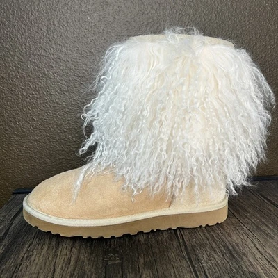 Botas UGG Puño Piel de Cordero Mongol Piel de Oveja Beige #1875 Talla 7 4353 Foto 1 de 4