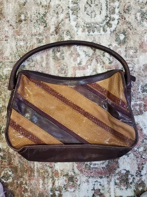 Bolso de Mano Kate Landry Retro Años 70 De Colección Multi Textura Cuero/Serpiente/Gamuza Minorista 129 Foto 1 de 4