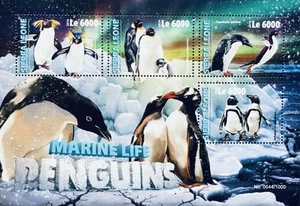 SIERRA LEONE PENGUINS MARINE LIFE STAMPS SHEET MNH 2016 BIRDS WILDLIFE PENGUIN - Picture 1 of 1