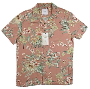 Camisa de Campamento Denim & Flower Para Hombre S Botón Delantero Manga Corta Ajuste Regular Rosa Floral - Imagen 1 de 4