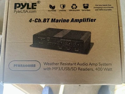 NIB Pyle PFMRA440BB 4-Channel Marine Amplifier System Sound - Image 1 of 2