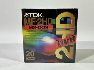 TDK MF-2HD MS-DOS 20 Disks 3,5" Zoll Double Sided High Density Formatted - NEU - Afbeelding 1 van 4