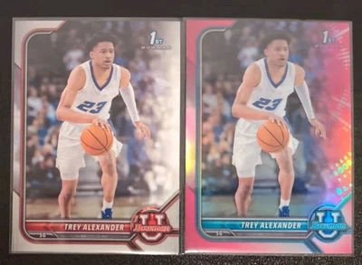 Trey Alexander #14 2021-22 Bowman U 1st Bowman Pink Refractor And Base Card - Image 1 of 2