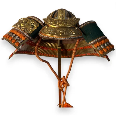 Casco de colección japonés samurai kabuto armadura guerrero exhibición coleccionable Shikoro Foto 1 de 4